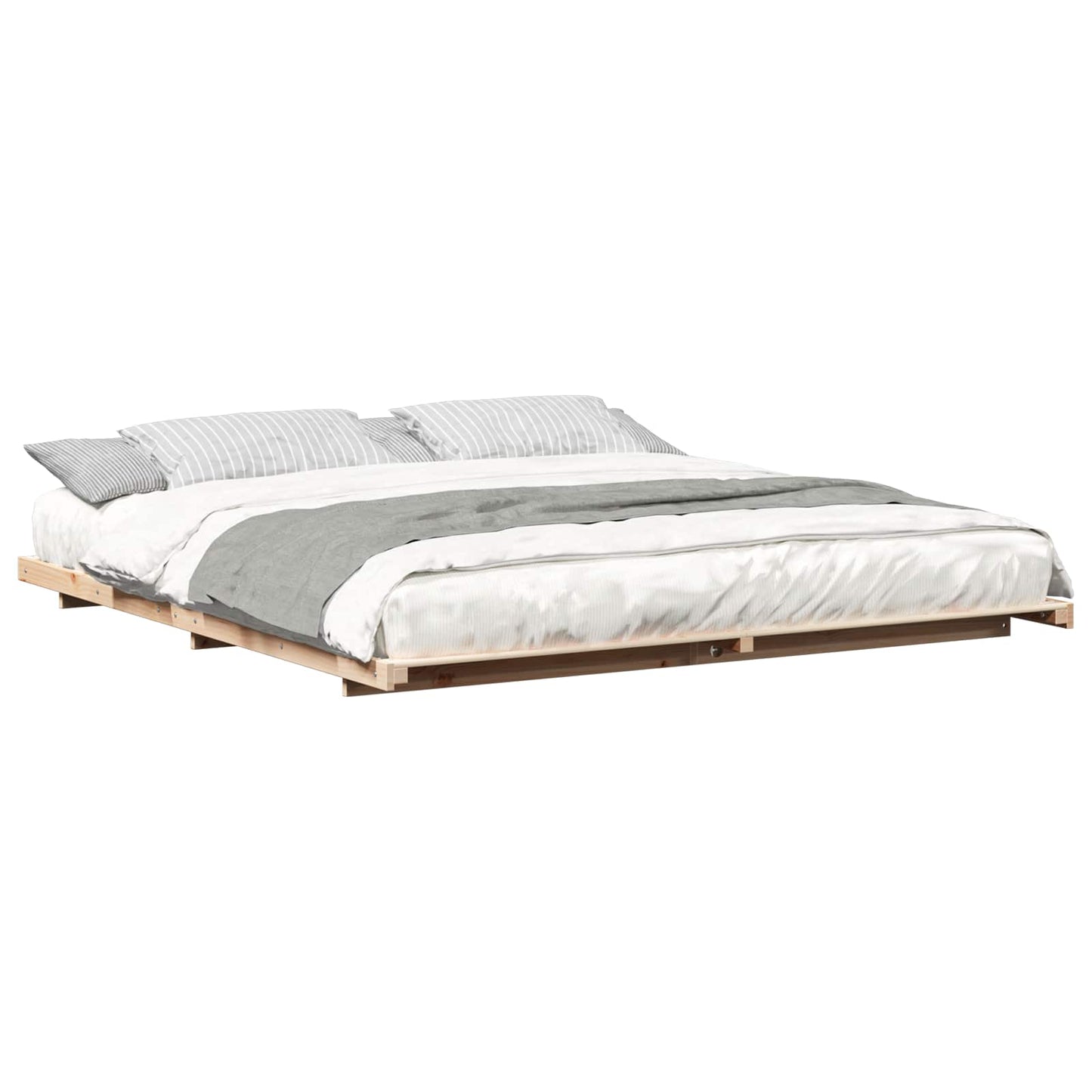 Bed Frame Brown 200 x 200 cm Solid Pine Wood
