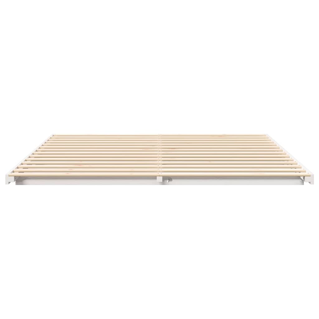 Bed Frame White 200 x 200 cm Solid Pine Wood