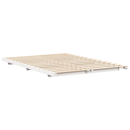 Bed Frame White 150 x 200 cm Solid Pine Wood