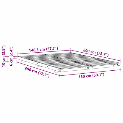 Bed Frame White 150 x 200 cm Solid Pine Wood