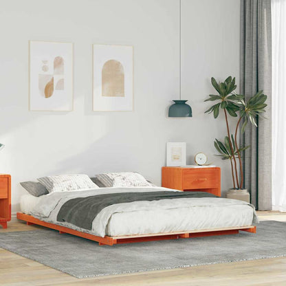 Bed Frame Wax Brown 150 x 200 cm Solid Pine Wood