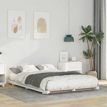 Bed Frame White 140 x 190 cm Solid Pine Wood