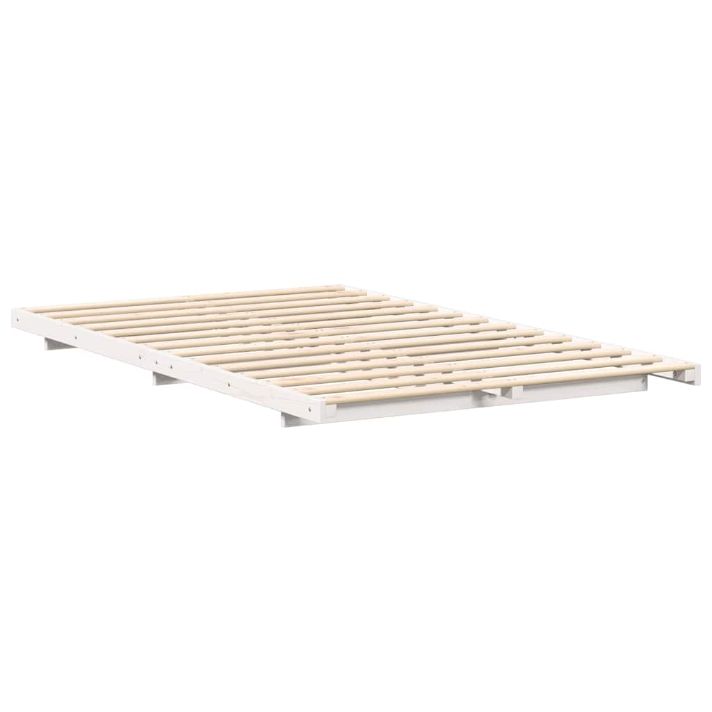Bed Frame White 140 x 190 cm Solid Pine Wood