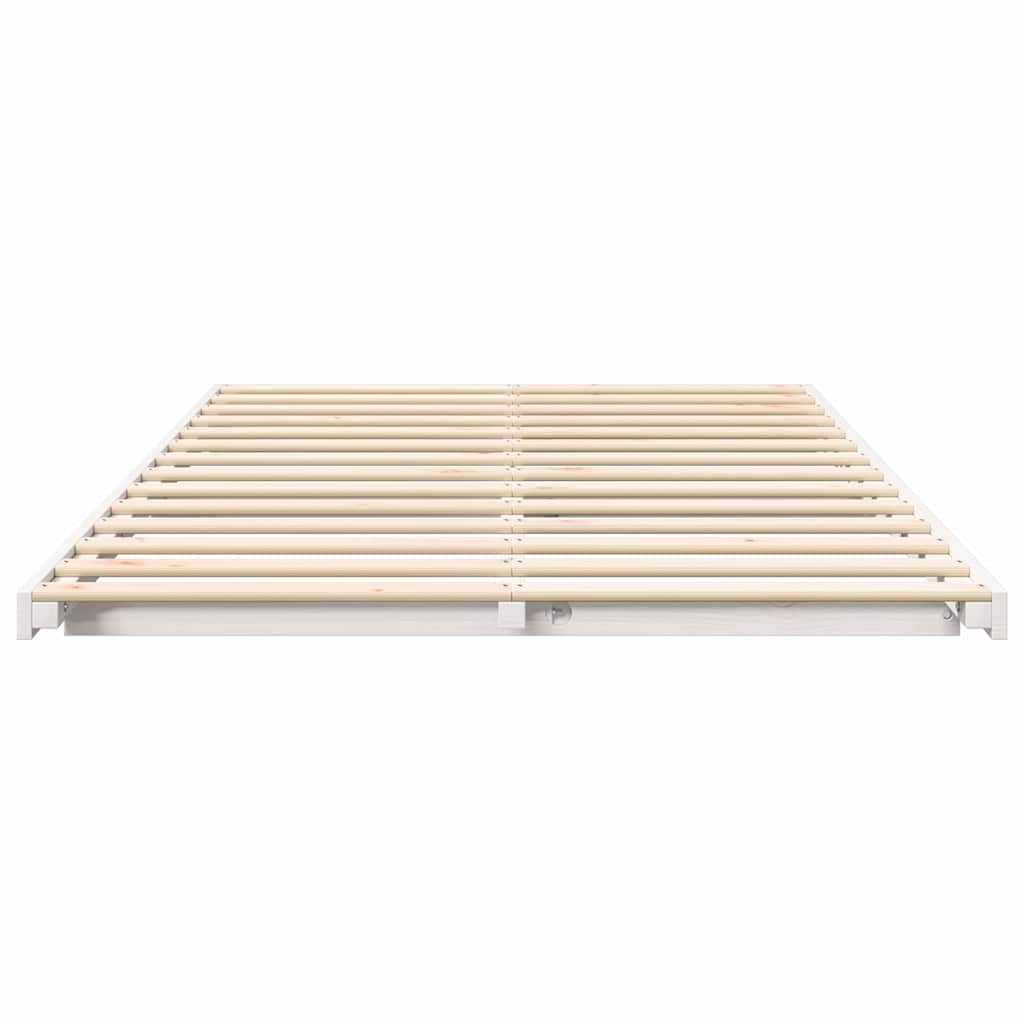 Bed Frame White 135 x 190 cm Solid Pine Wood