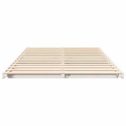 Bed Frame White 135 x 190 cm Solid Pine Wood
