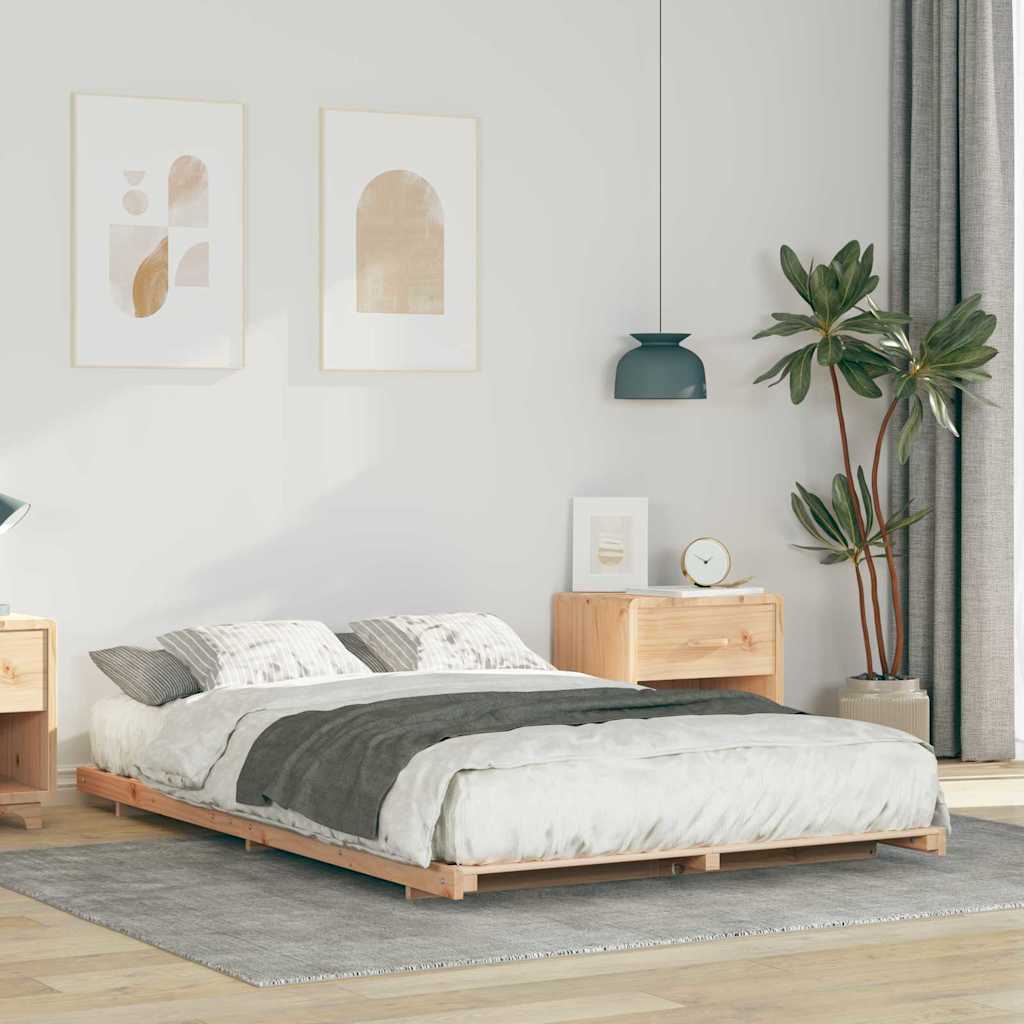 Bed Frame Brown 120 x 190 cm Solid Pine Wood