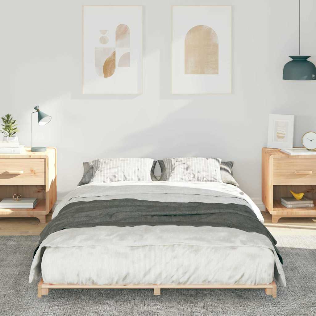 Bed Frame Brown 120 x 190 cm Solid Pine Wood