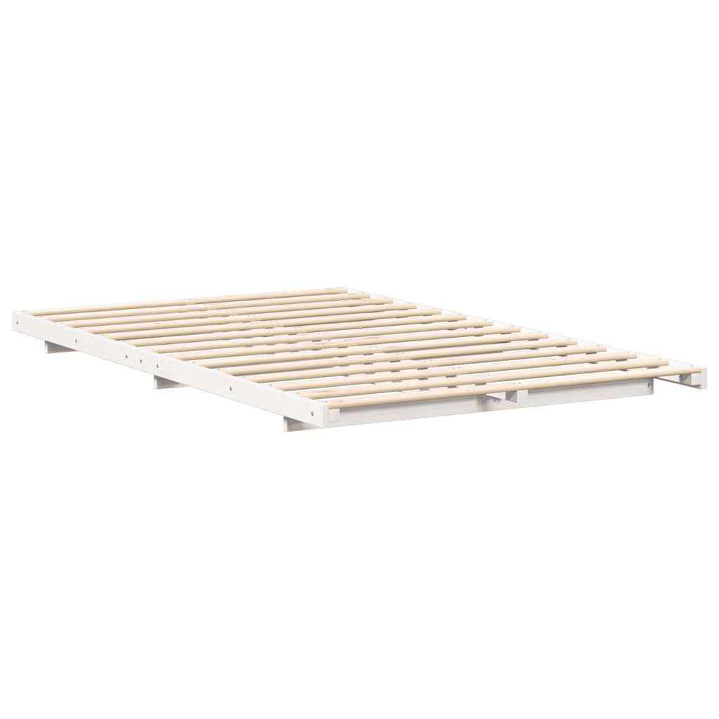 Bed Frame White 120 x 190 cm Solid Pine Wood