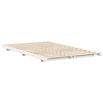Bed Frame White 120 x 190 cm Solid Pine Wood