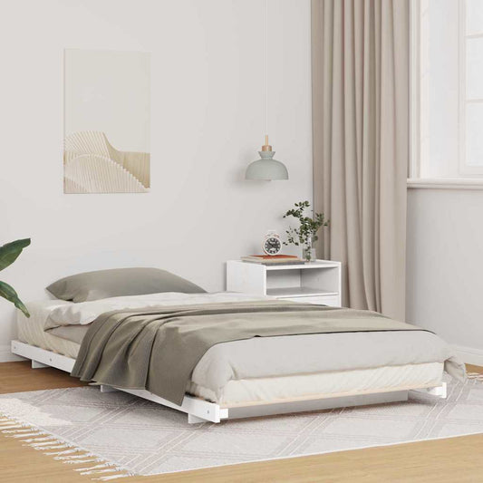Bed Frame White 100 x 200 cm Solid Pine Wood