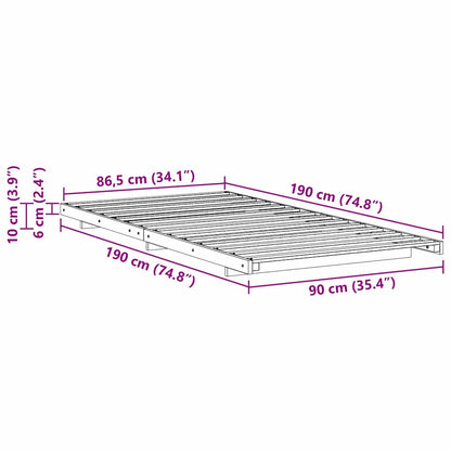 Bed Frame Brown 90 x 190 cm Solid Pine Wood