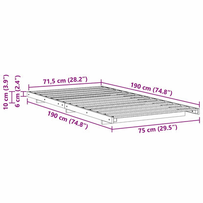 Bed Frame Wax Brown 75 x 190 cm Solid Pine Wood