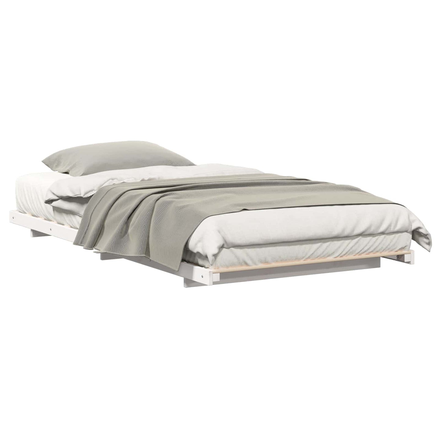 Bed Frame White 80 x 210 cm Solid Pine Wood