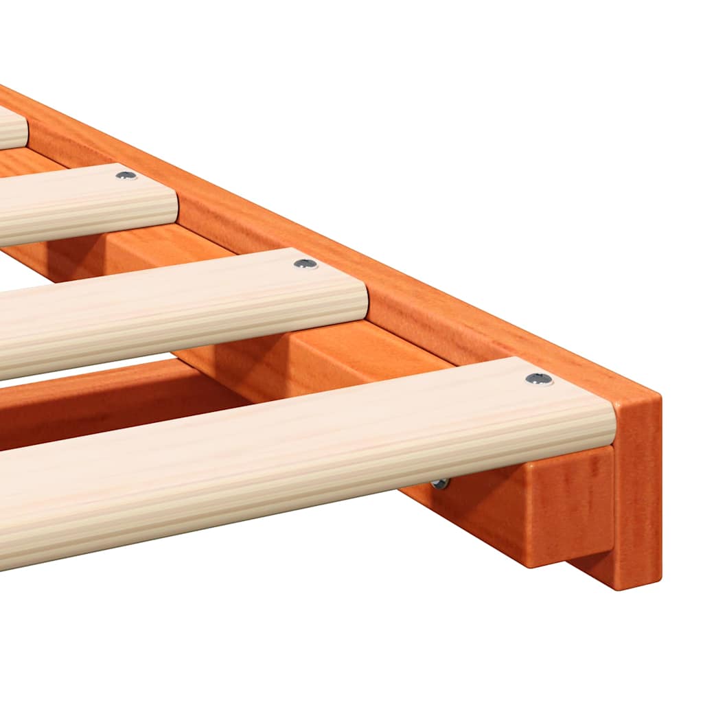 Bed Frame Wax Brown 90 x 210 cm Solid Pine Wood