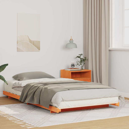 Bed Frame Wax Brown 90 x 210 cm Solid Pine Wood