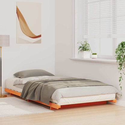 Bed Frame Wax Brown 90 x 210 cm Solid Pine Wood