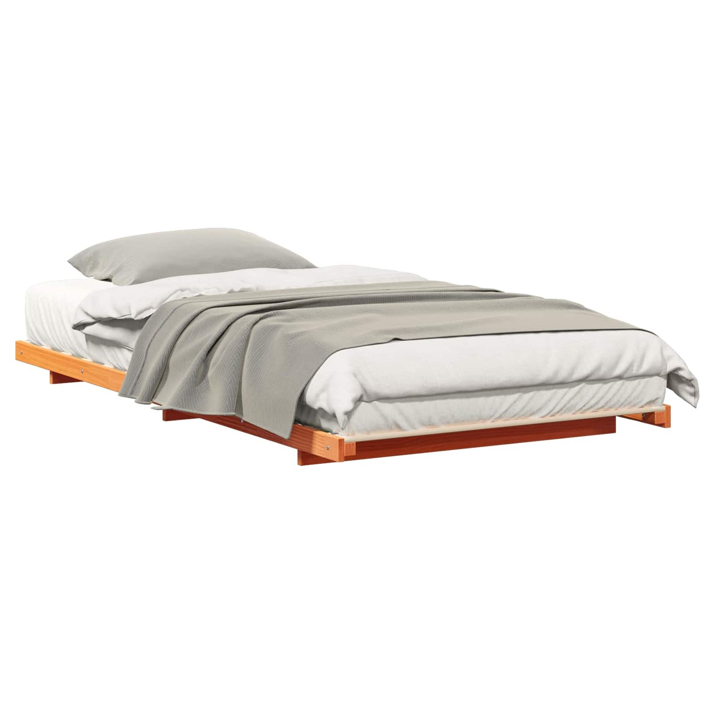 Bed Frame Wax Brown 90 x 210 cm Solid Pine Wood