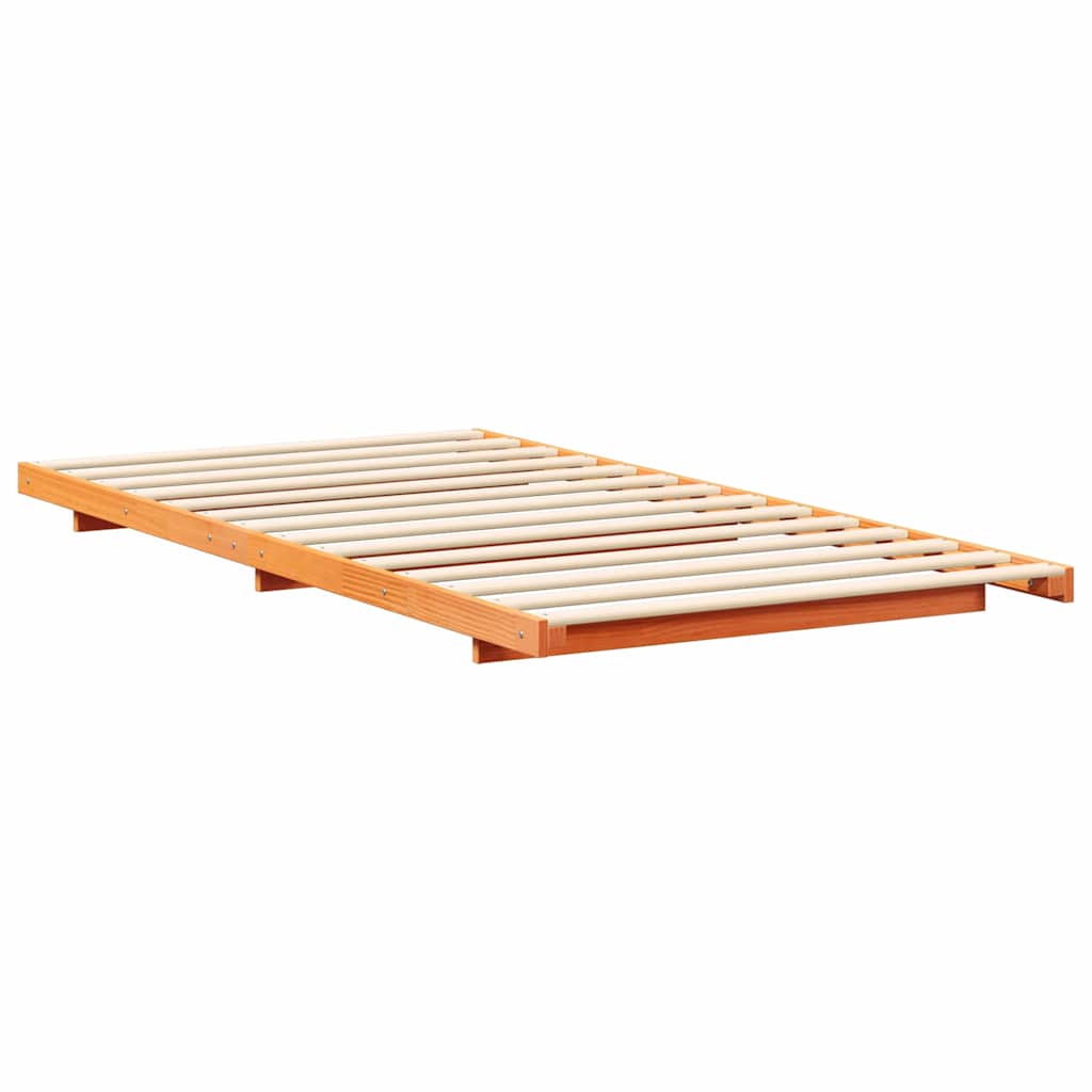 Bed Frame Wax Brown 90 x 210 cm Solid Pine Wood