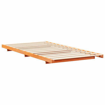 Bed Frame Wax Brown 90 x 210 cm Solid Pine Wood