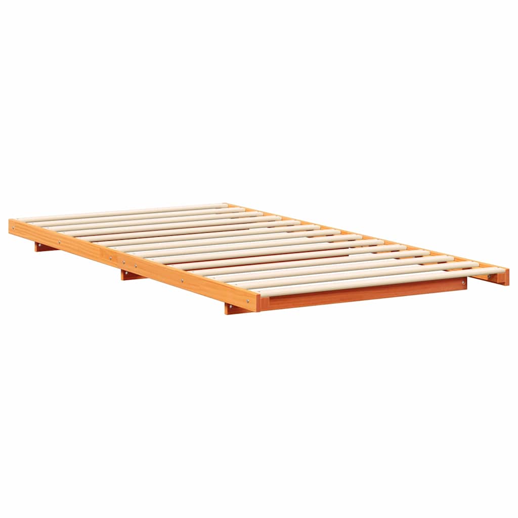 Bed Frame Wax Brown 90 x 210 cm Solid Pine Wood