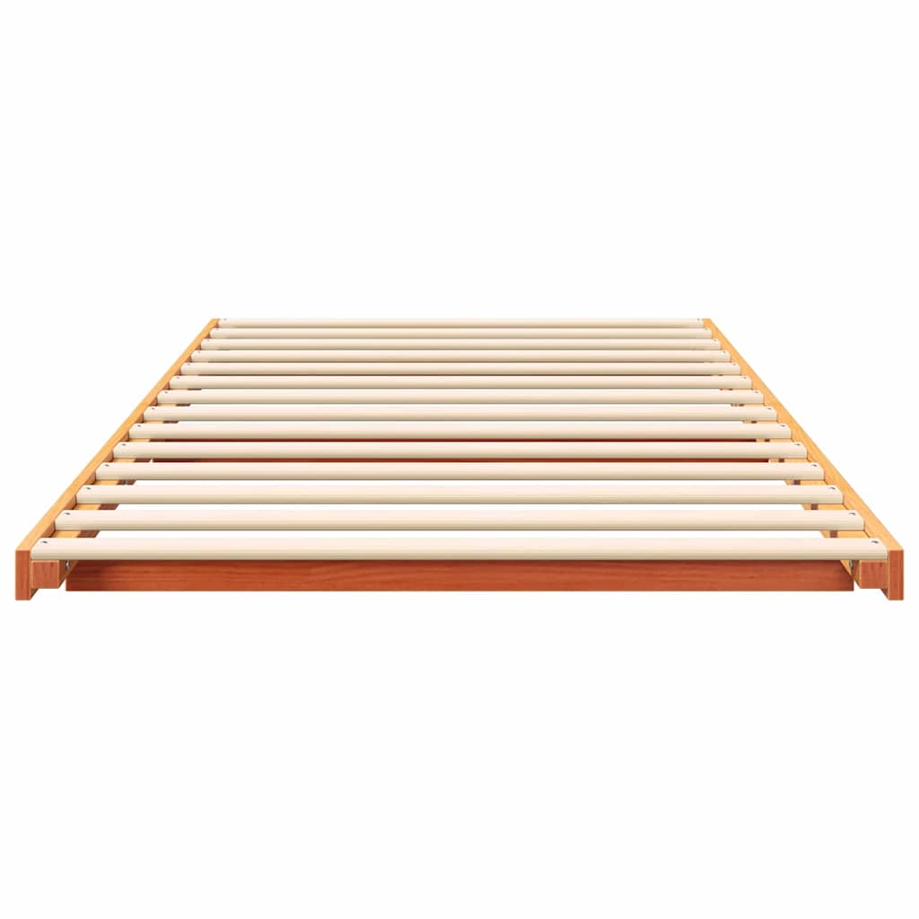 Bed Frame Wax Brown 90 x 210 cm Solid Pine Wood