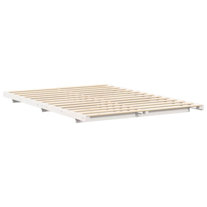 Bed Frame White 140 x 210 cm Solid Pine Wood