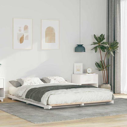 Bed Frame White 160 x 210 cm Solid Pine Wood
