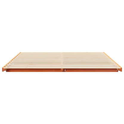 Bed Frame Wax Brown 180 x 210 cm Solid Pine Wood