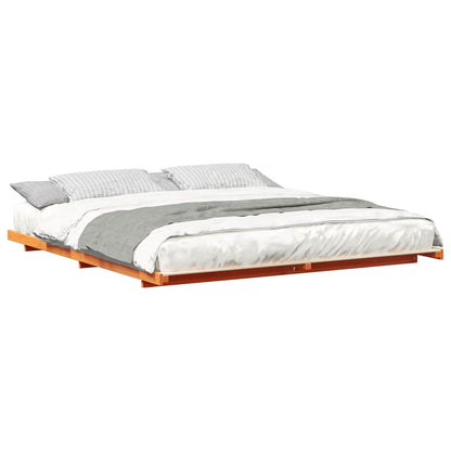 Bed Frame Wax Brown 200 x 210 cm Solid Pine Wood