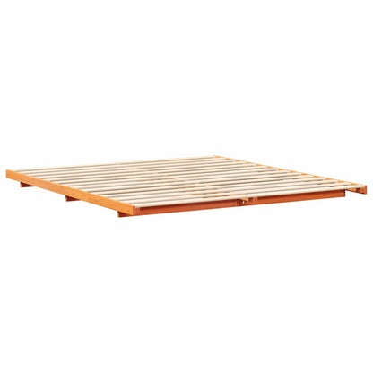 Bed Frame Wax Brown 200 x 210 cm Solid Pine Wood