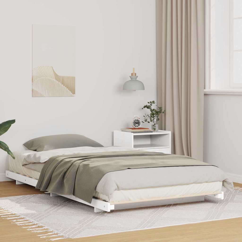 Bed Frame White 80 x 220 cm Solid Pine Wood