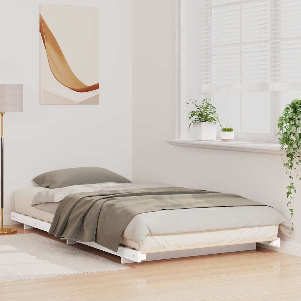 Bed Frame White 80 x 220 cm Solid Pine Wood