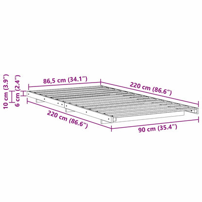 Bed Frame Brown 90 x 220 cm Solid Pine Wood