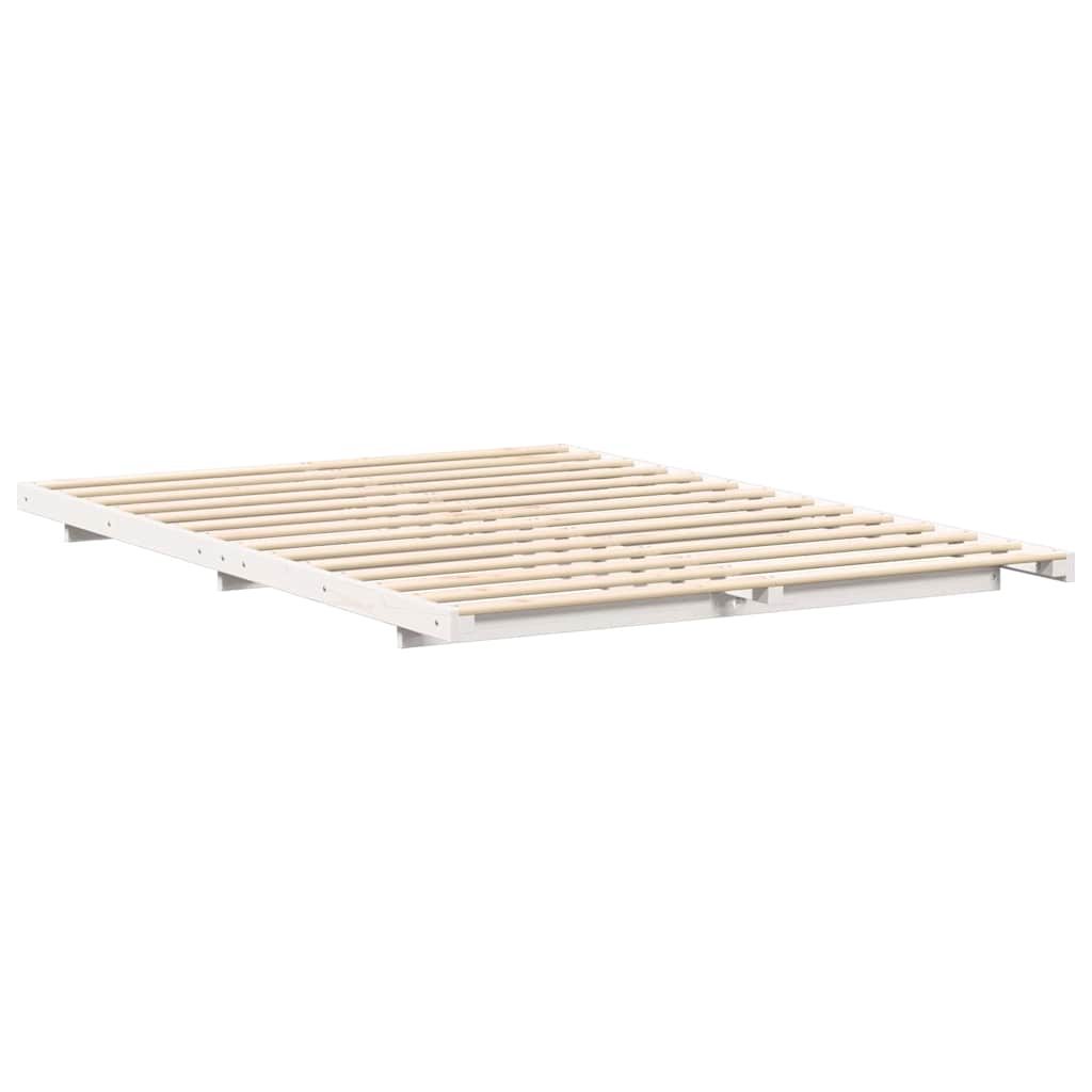 Bed Frame White 140 x 220 cm Solid Pine Wood