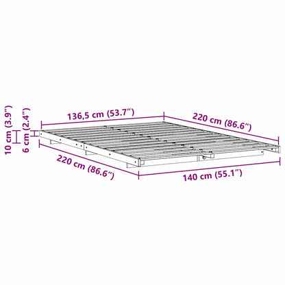 Bed Frame White 140 x 220 cm Solid Pine Wood