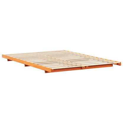Bed Frame Wax Brown 140 x 220 cm Solid Pine Wood