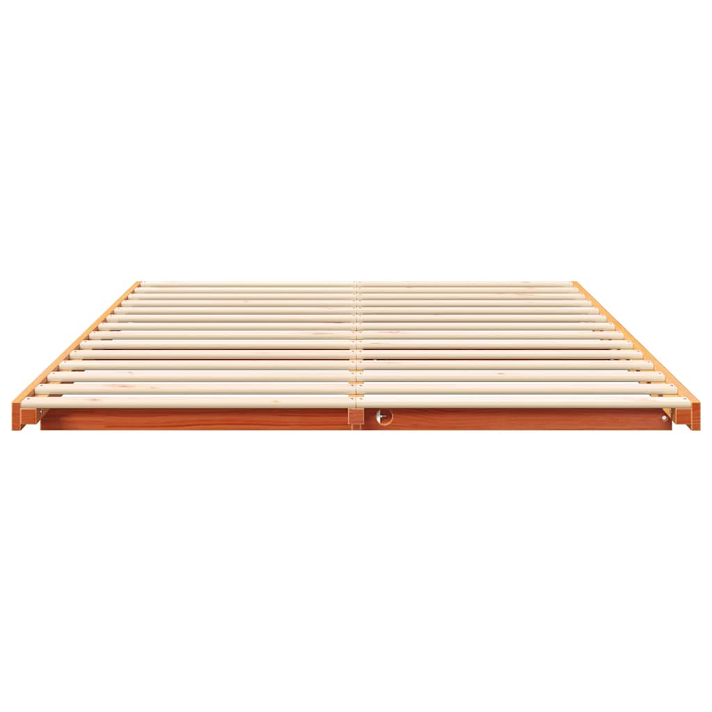 Bed Frame Wax Brown 140 x 220 cm Solid Pine Wood