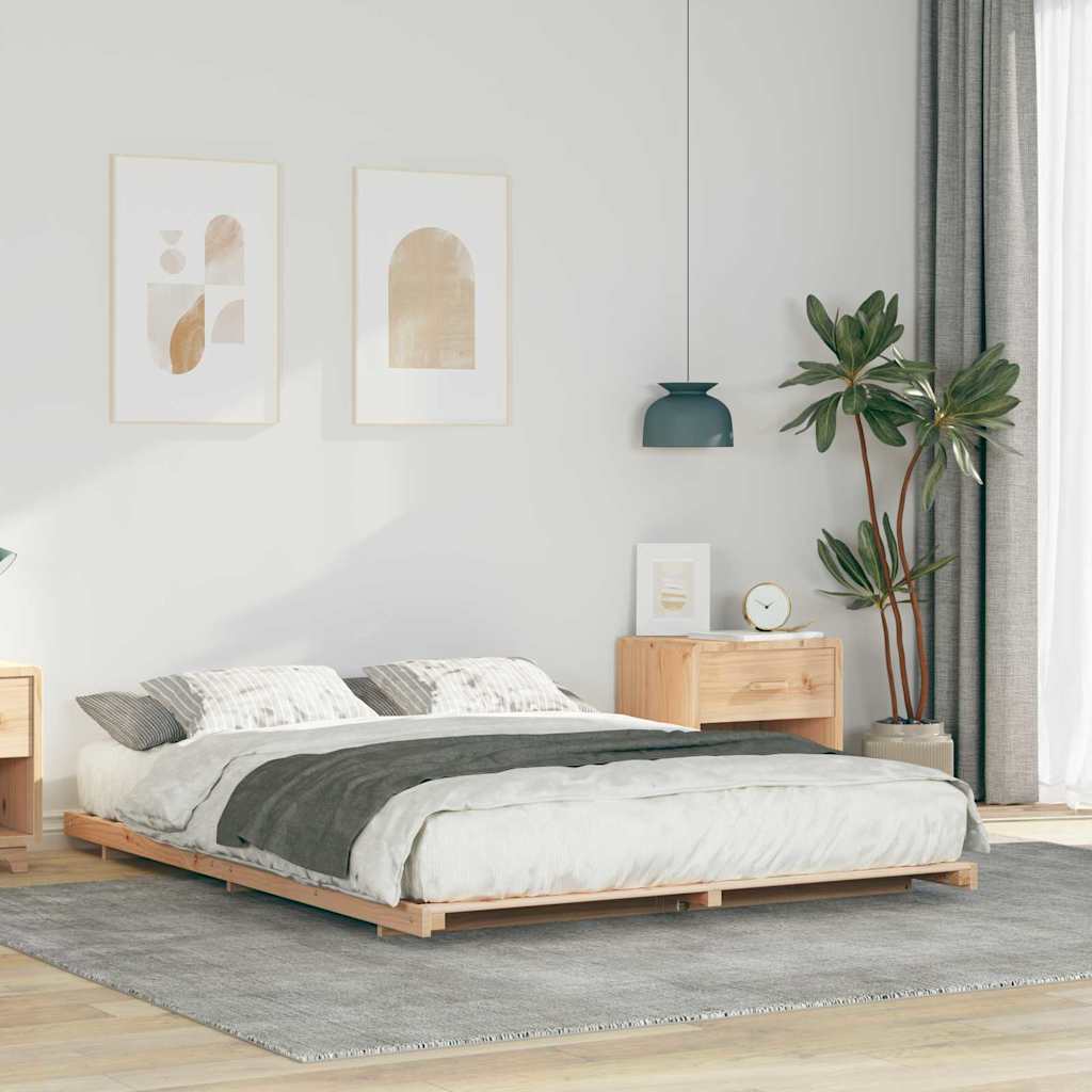 Bed Frame Brown 160 x 220 cm Solid Pine Wood
