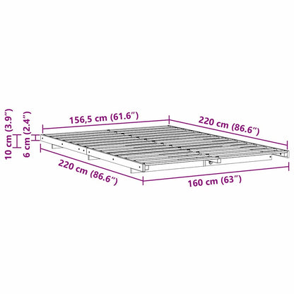 Bed Frame Brown 160 x 220 cm Solid Pine Wood