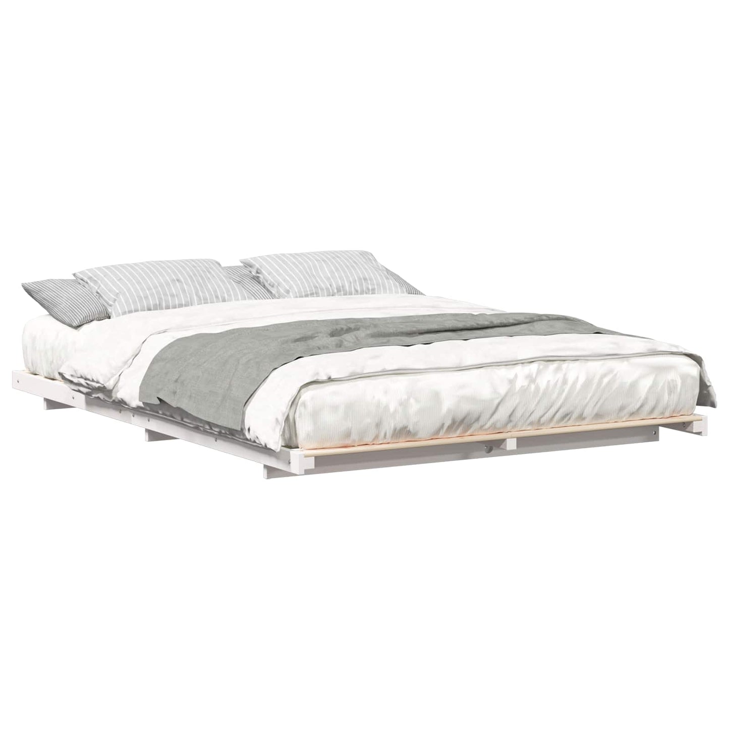 Bed Frame White 160 x 220 cm Solid Pine Wood