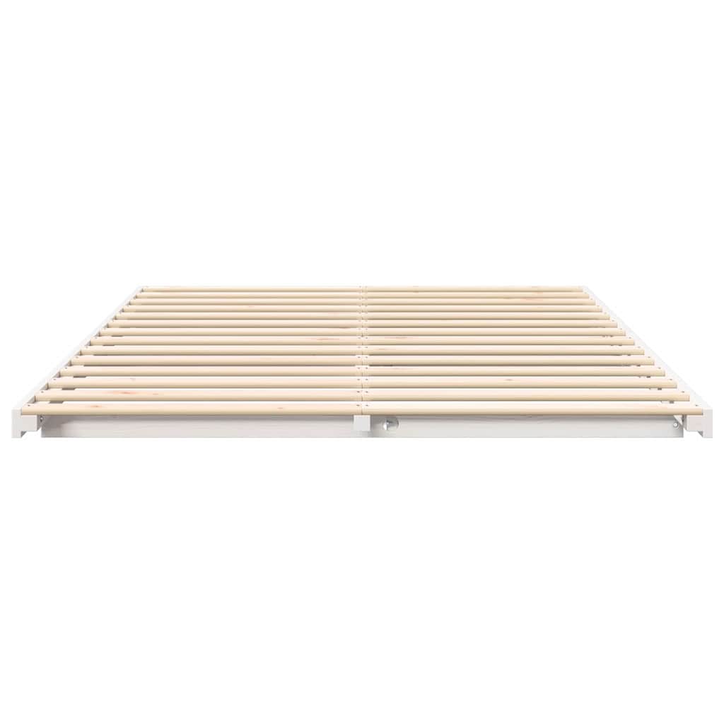 Bed Frame White 160 x 220 cm Solid Pine Wood