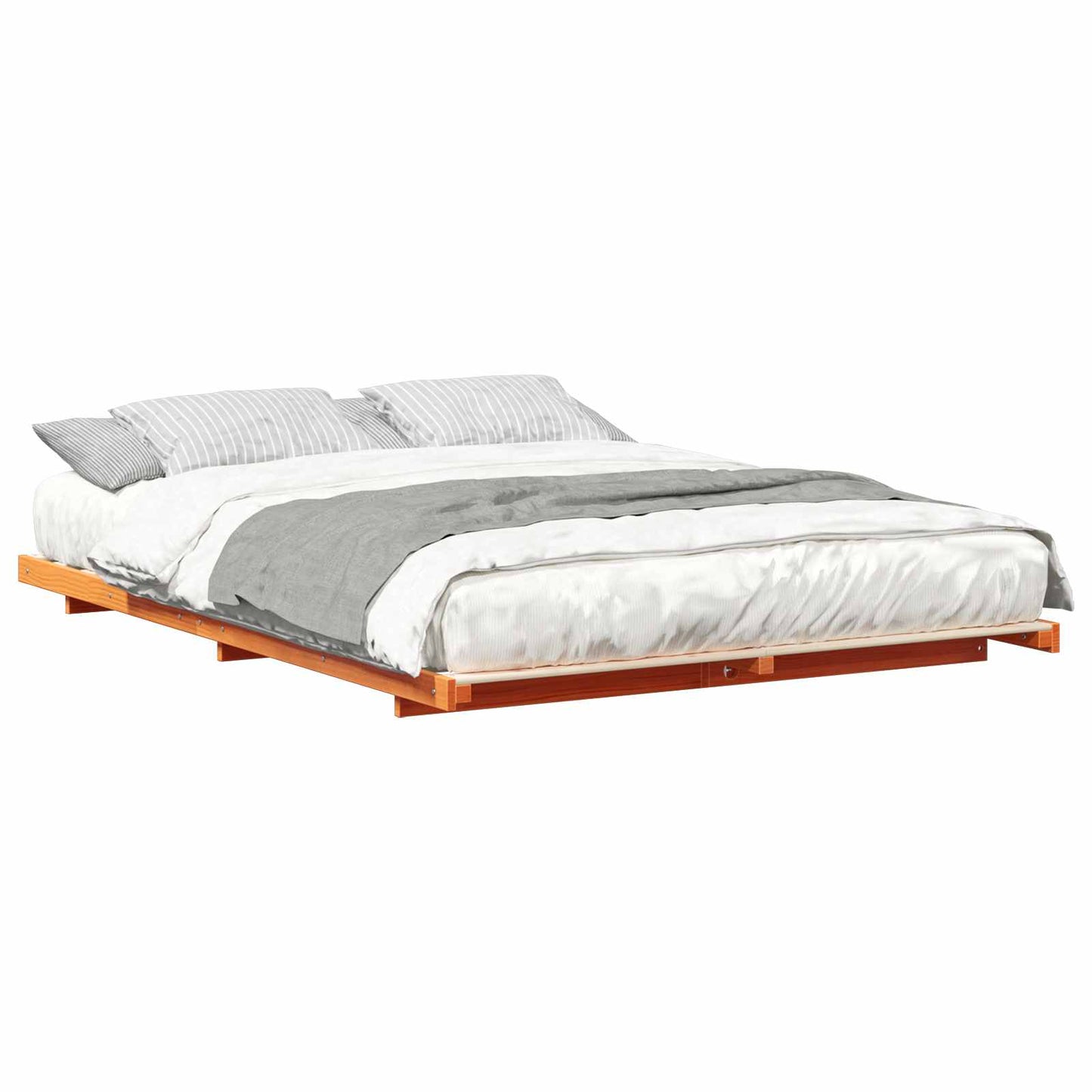 Bed Frame Wax Brown 160 x 220 cm Solid Pine Wood
