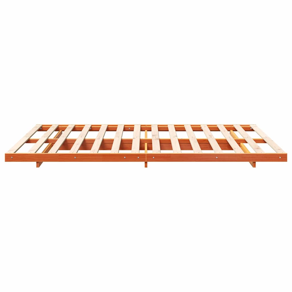 Bed Frame Wax Brown 160 x 220 cm Solid Pine Wood