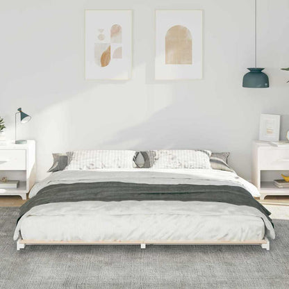 Bed Frame White 200 x 220 cm Solid Pine Wood