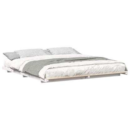 Bed Frame White 200 x 220 cm Solid Pine Wood