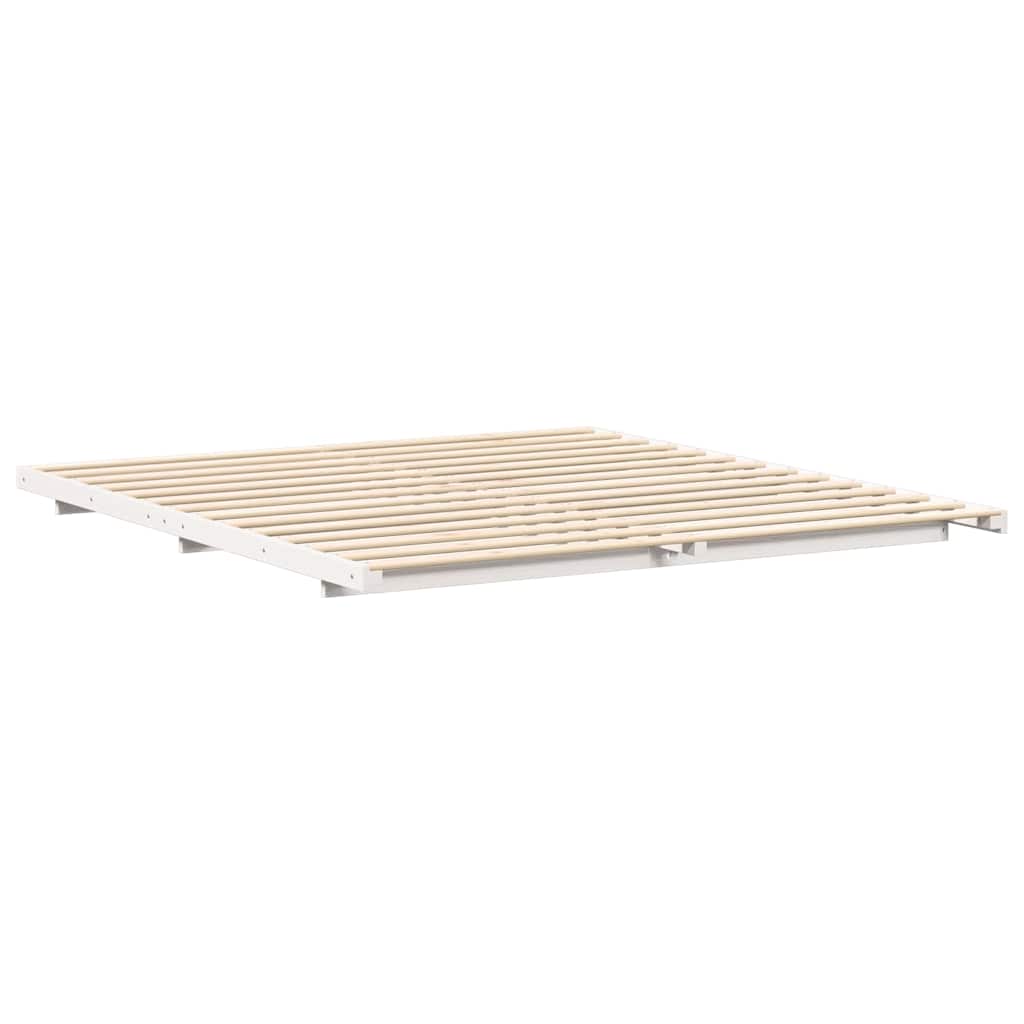Bed Frame White 200 x 220 cm Solid Pine Wood