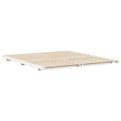 Bed Frame White 200 x 220 cm Solid Pine Wood