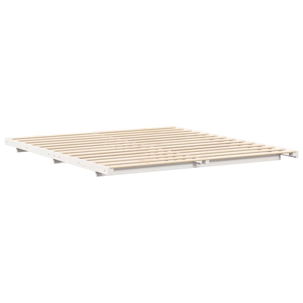 Bed Frame White 200 x 220 cm Solid Pine Wood
