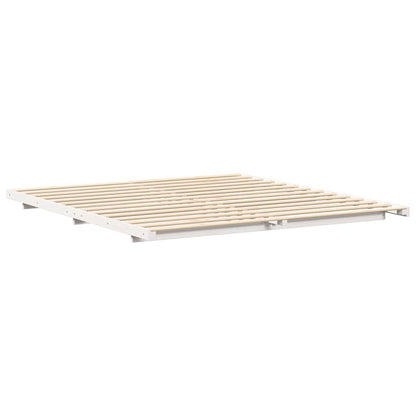 Bed Frame White 200 x 220 cm Solid Pine Wood