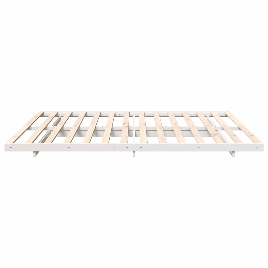 Bed Frame White 200 x 220 cm Solid Pine Wood